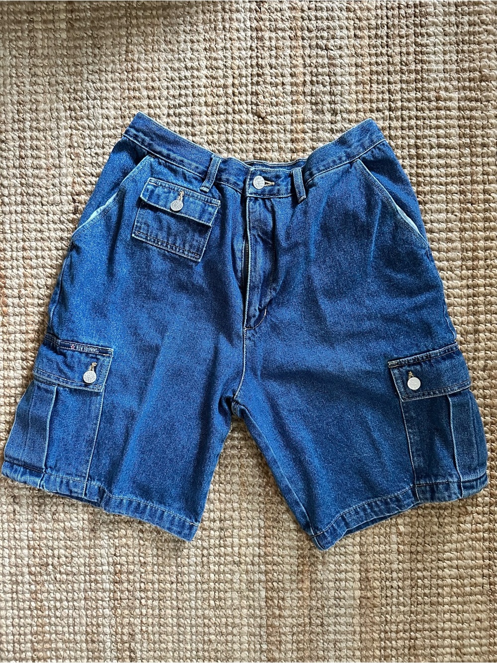 B.U.M. Equipment 90s Classic Denim Cargo Shorts - Dark Blue